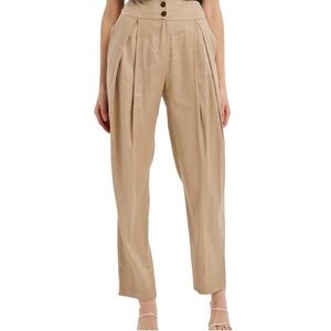 Gentle Herd Buttoned Tapered Leg Linen Pants
